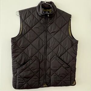 J.Crew Quilted Walker Vest Men's Medium Black Outdoor Sleeveless Full Zip 47752